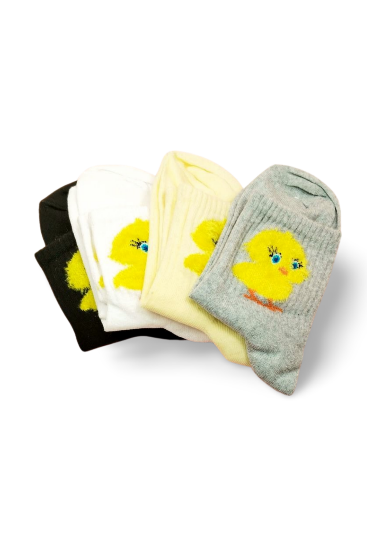 Plush Chick Embroidered Women Socks 4 Pairs