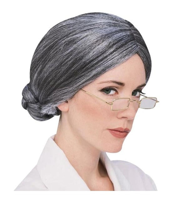 Grey Color Elderly Wig Hair Wig Granny Wig Adult Child Compatible