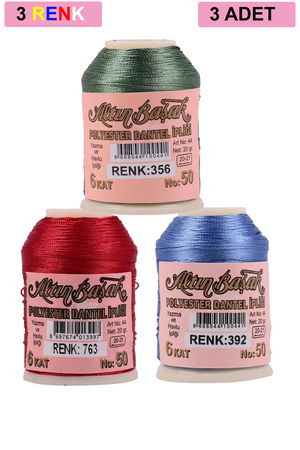 3 Pieces Altinbasak Oya and Lace Floss 20 gr - Turk - No: 763 - 392 - 356