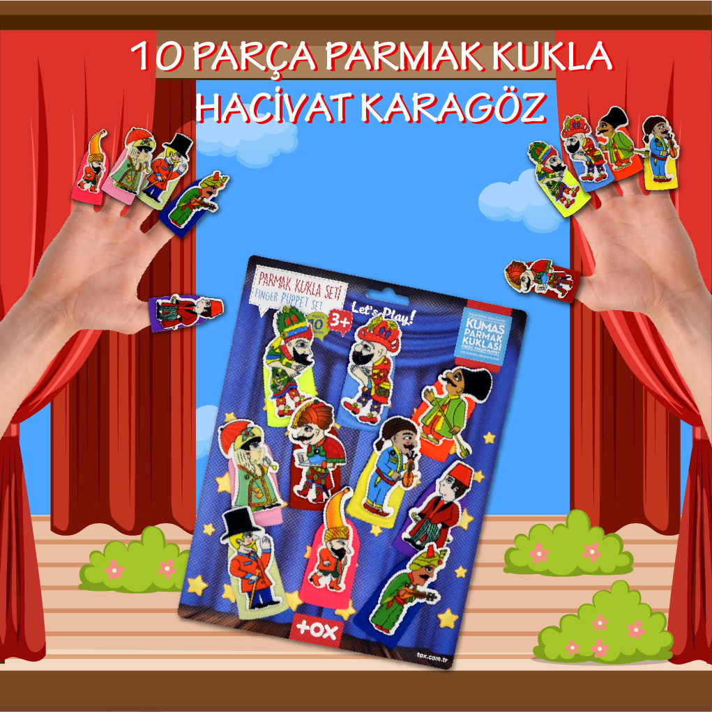 Karagöz, Hacivat 10 Piece Finger Puppet Set