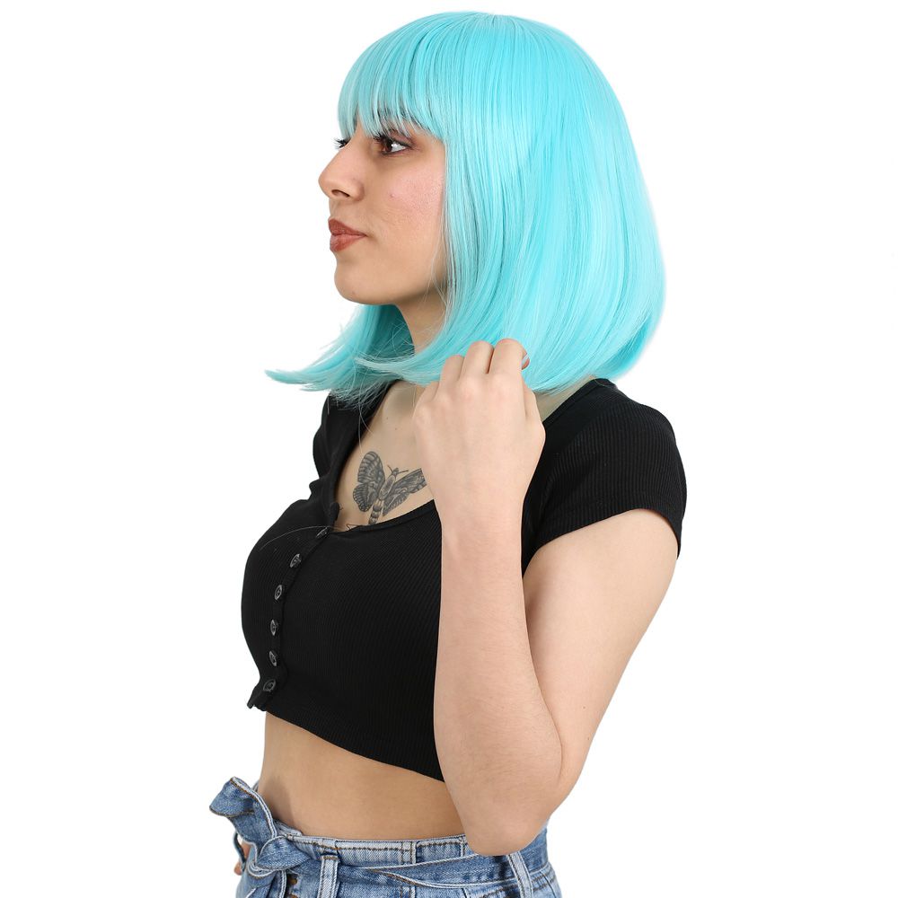 Kanekalon Fiber Synthetic Wig with Bangs / Baby Blue