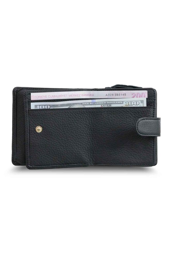 Black Multi-Compartment Stylish Leather Ladies Wallet