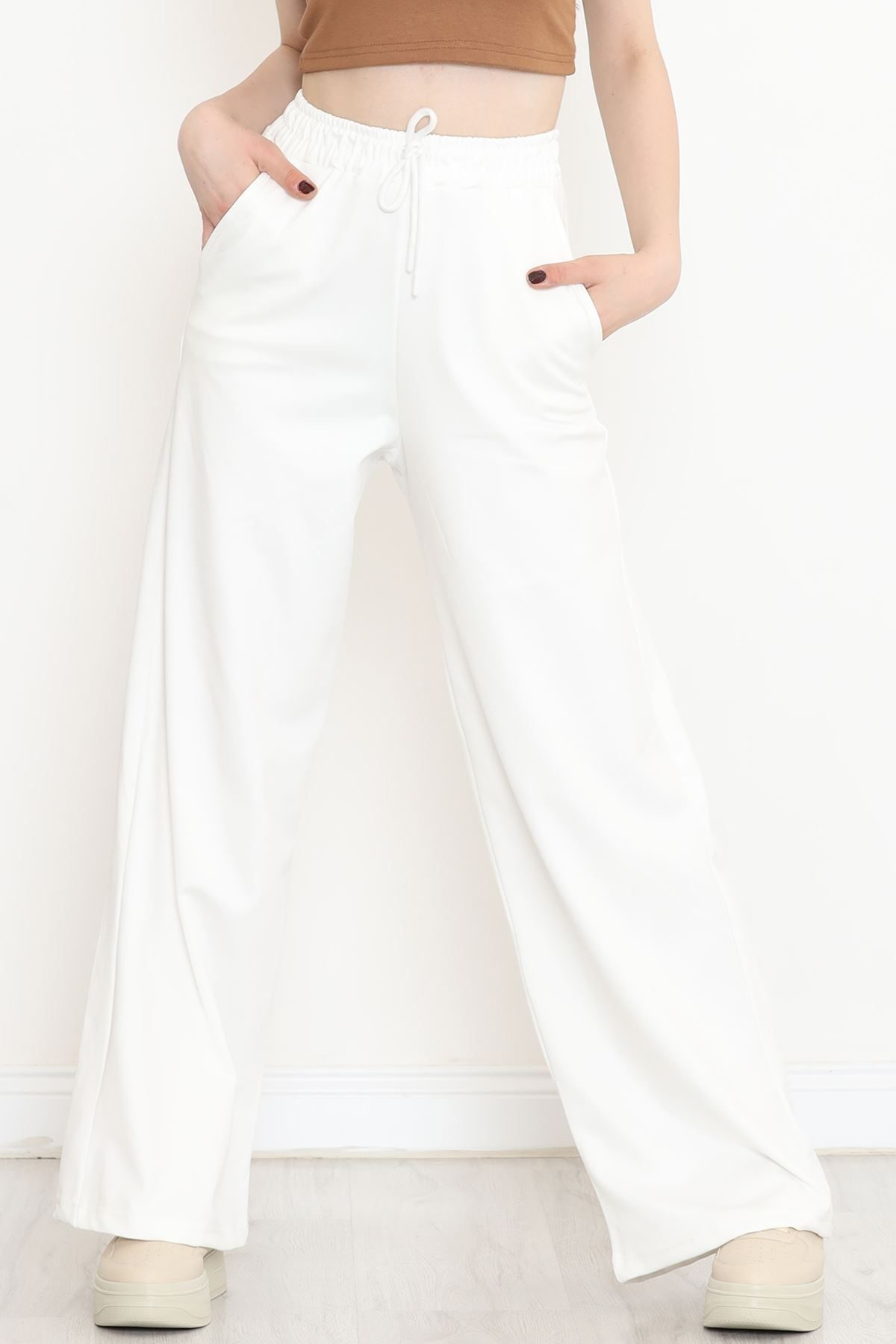 Palazzo Sweatpants White with Shirting