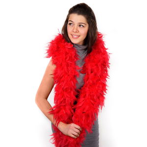 Red Color Fluffy Feather Boa Decoration Feather 180 cm