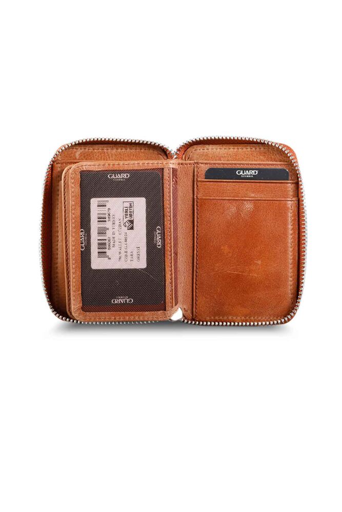 Antique Tan Leather Mini Wallet with Zipper