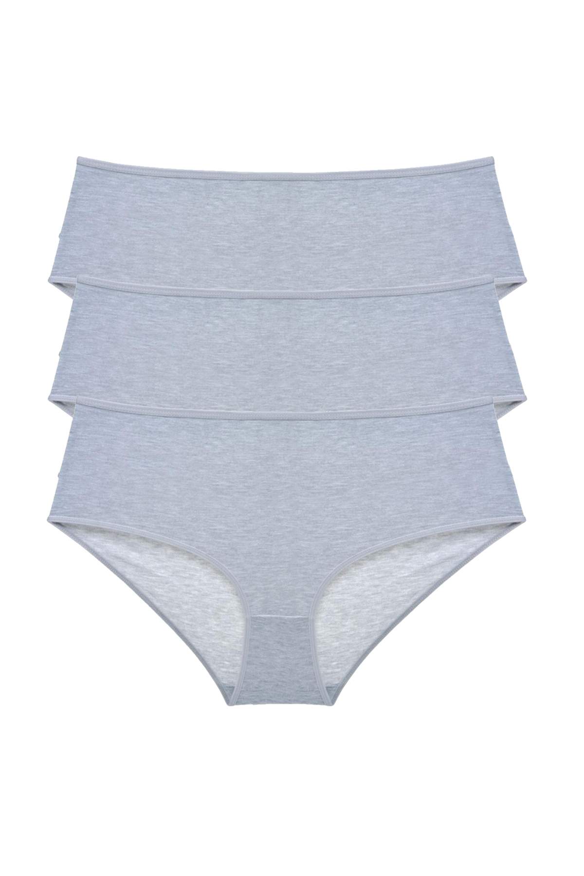 3 Pcs Women's High Waist Bato Panties Gray