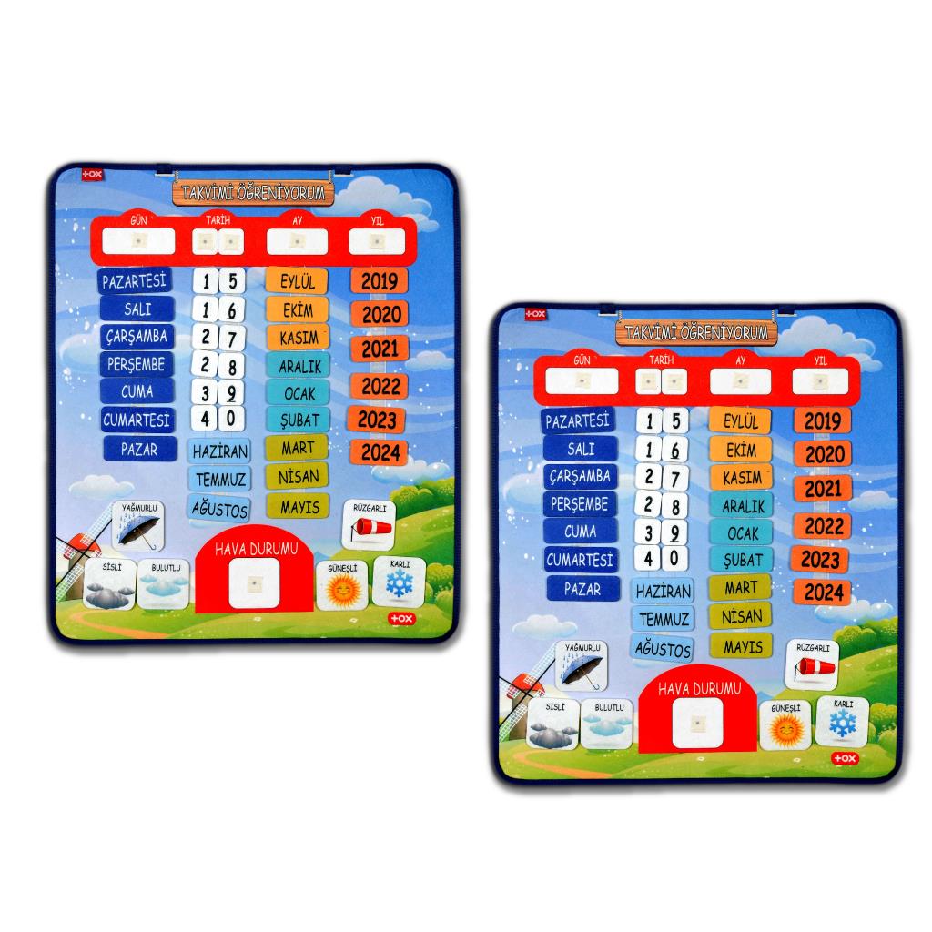 2 Sets - 86 Pieces Learning Calendar (2023) Felt Wall Boards , Educational Toys