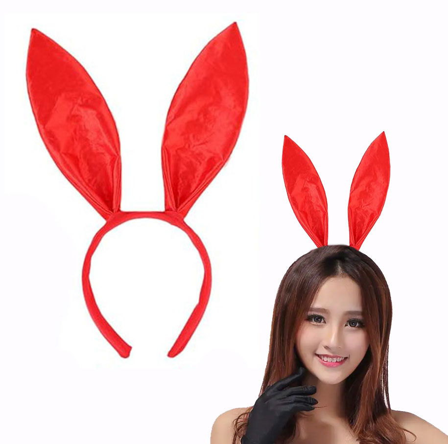 Red Color Satin Finish Shapeable Rabbit Ear Crown 35x11 cm