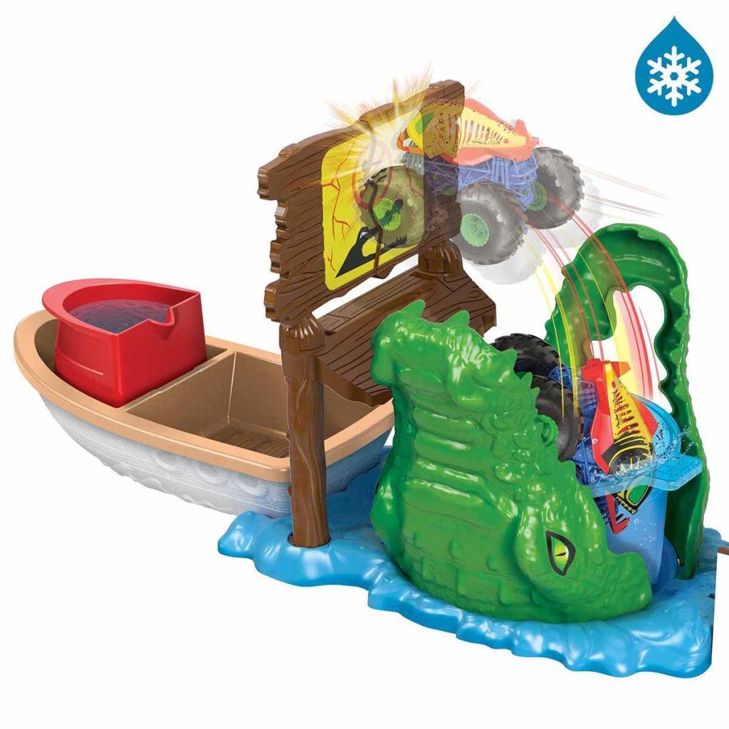 Track Monster Trucks Crocodile Escape Color Changing Play Set