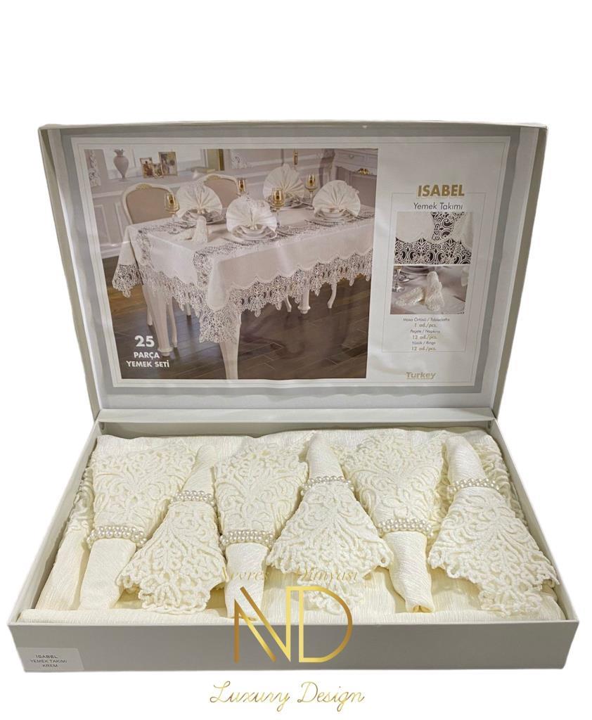 25 Piece Tablecloth Set Isabel Cream