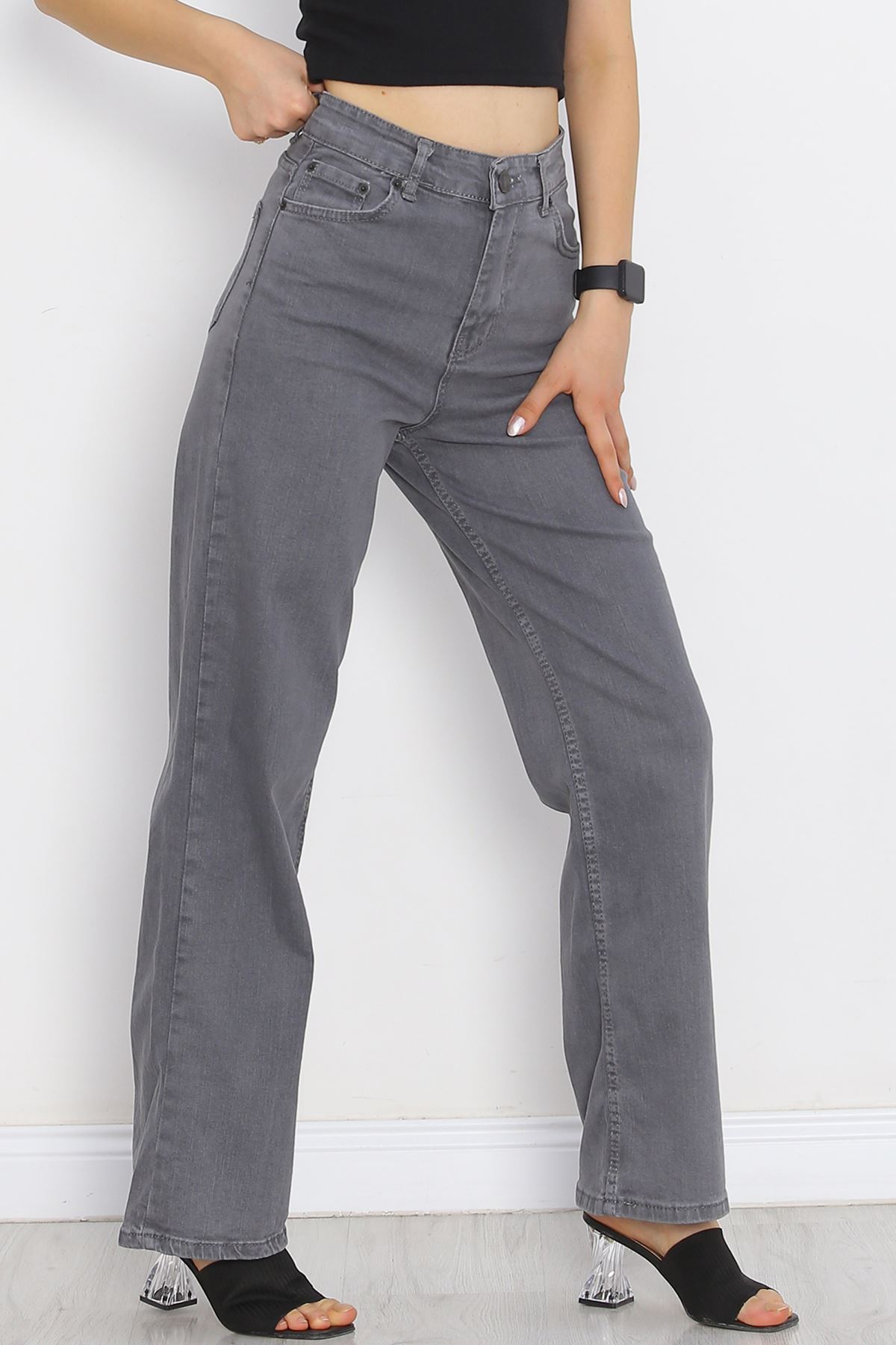 Palazzo Jeans Pants Light Smoked