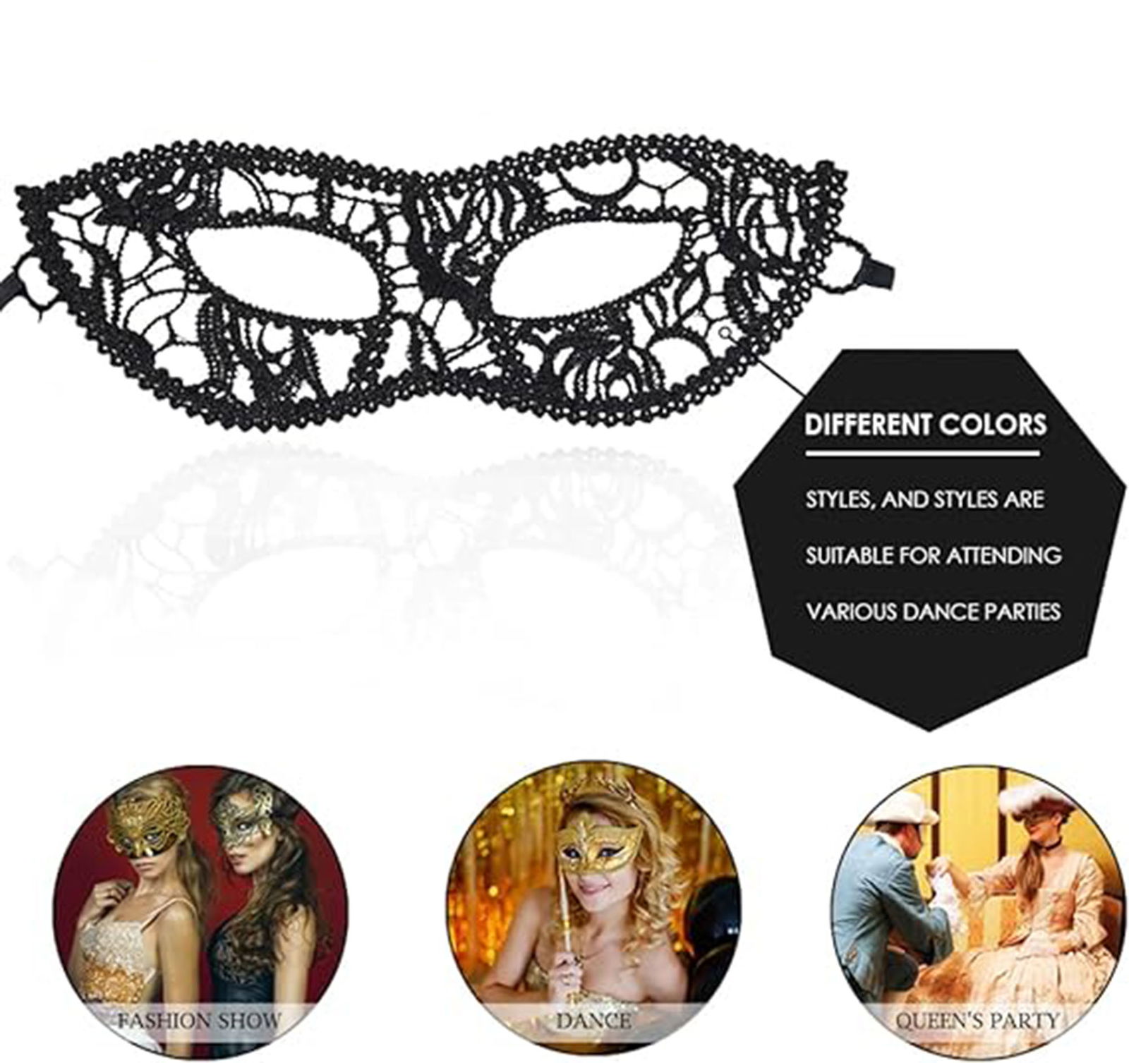 Black Color Cat Model Lace Embroidery Party Mask 12 No