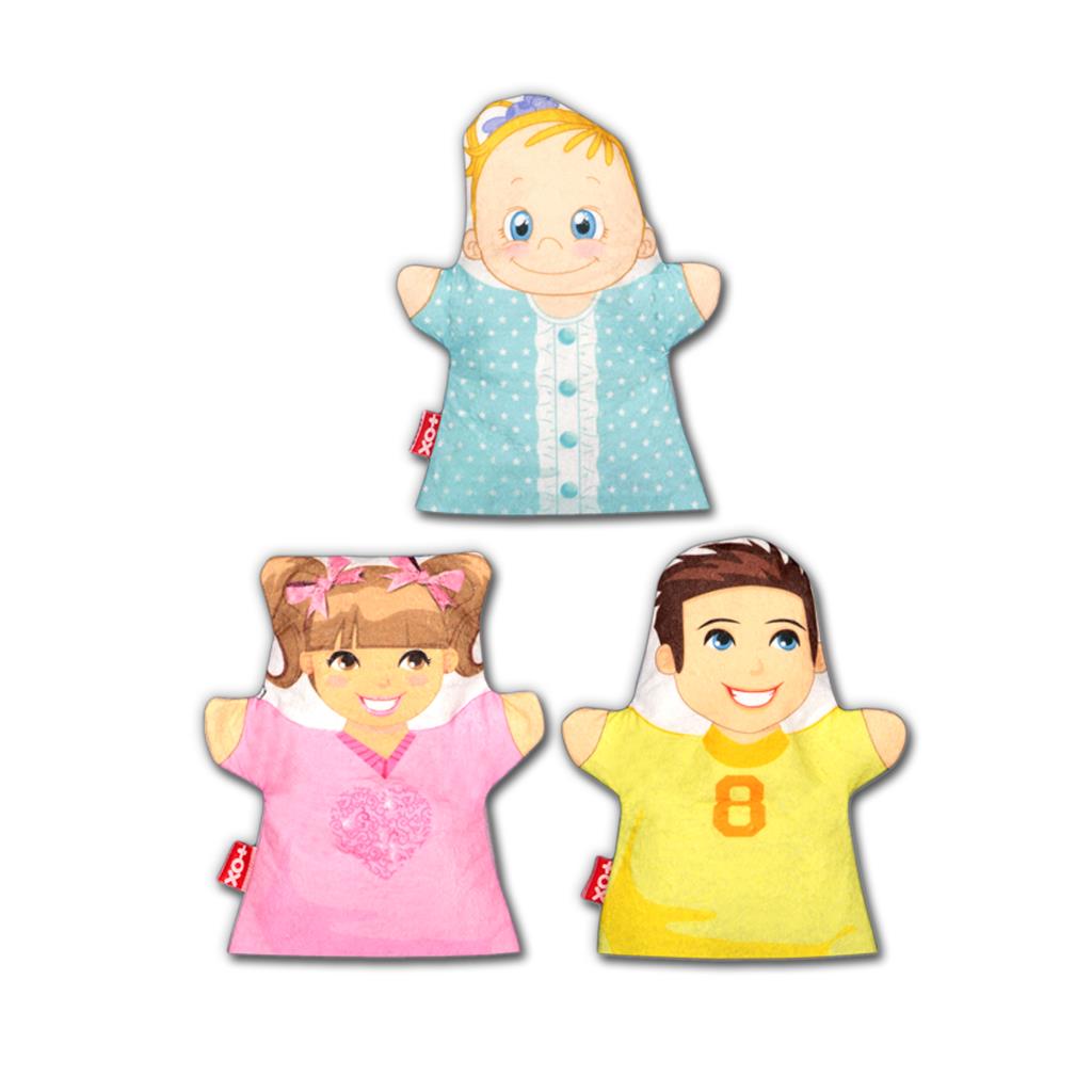 3 Piece Siblings Hand Puppet Set , Educational Toy