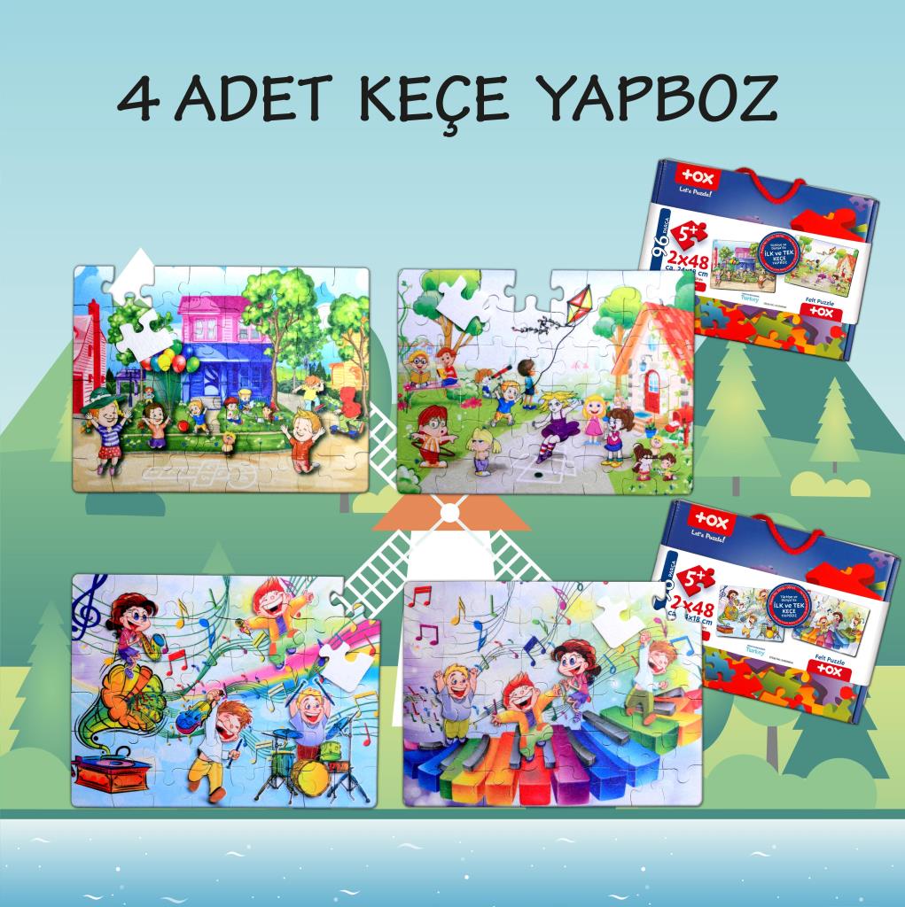 4 Set - 96 Piece Playground and Music 5+ Felt Jigsaw Puzzle - 5 Years Puzzle