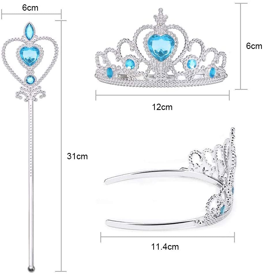 Frozen Elsa Blue Heart Crown and Blue Wand Set Child Size