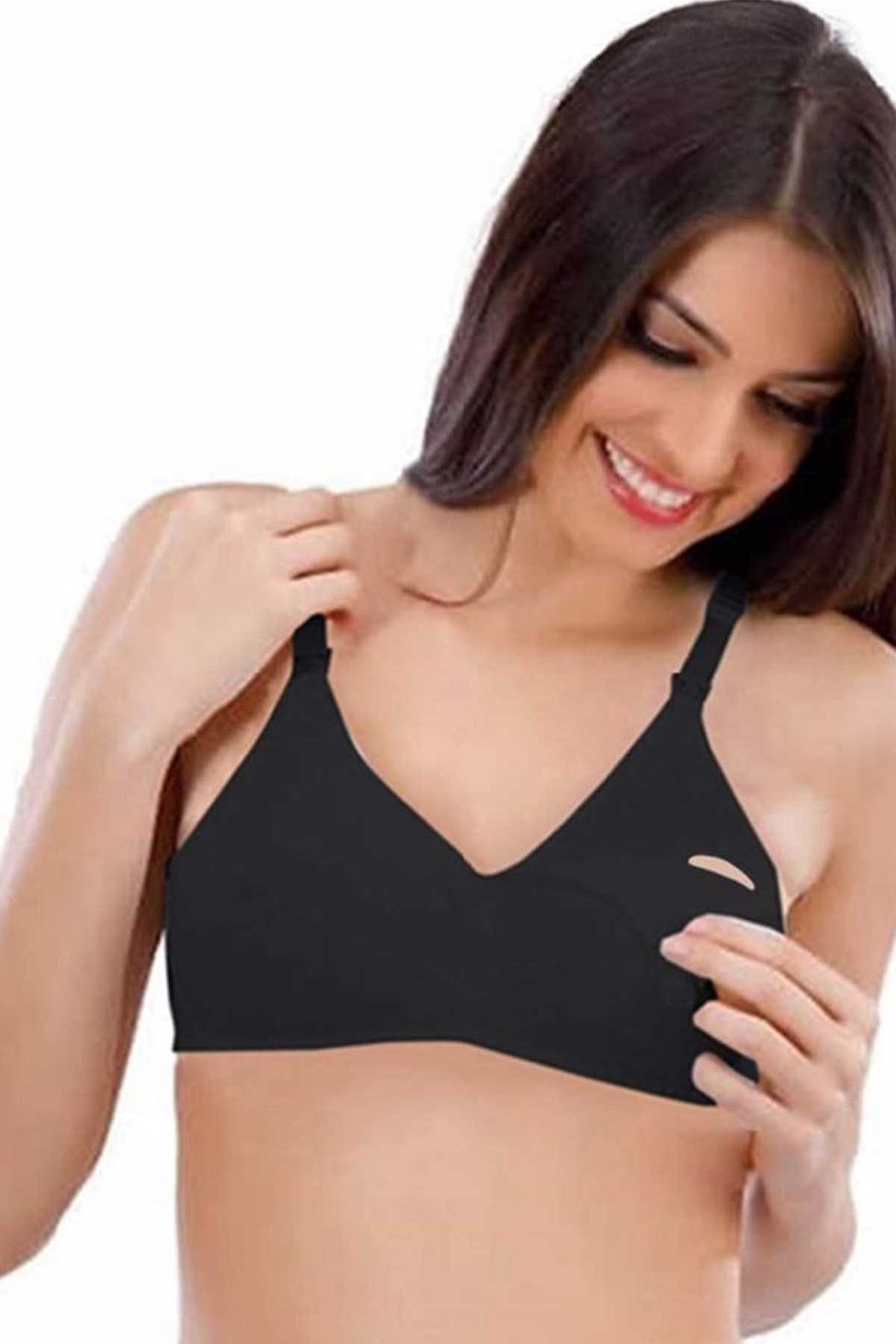 Combed Cotton Nursing Bra Black