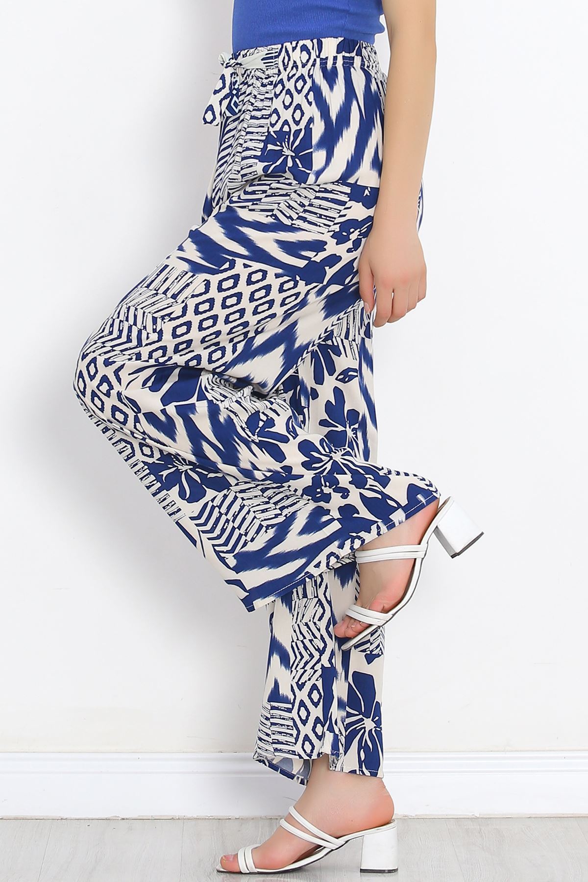 Patterned Woven Trousers Indigocryk