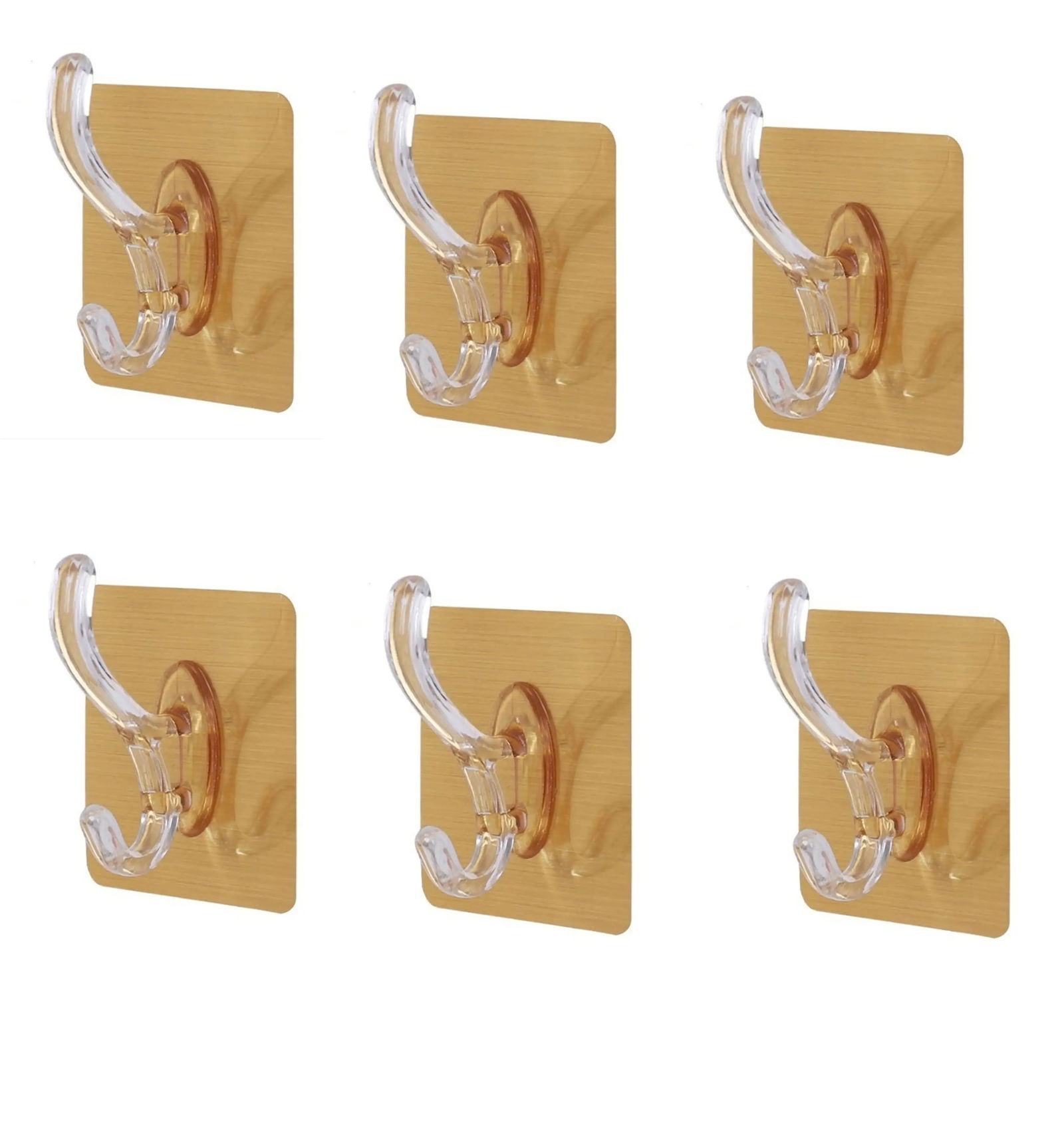 6pcs Gold Hook Hanger Strong Adhesive Kitchen Bathroom Hanger