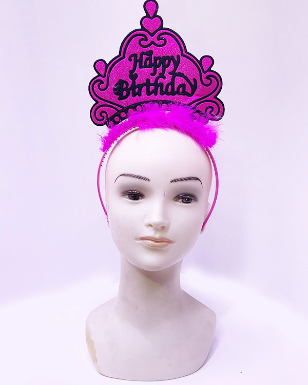 Happy Birthday Neon Fuchsia Color Birthday Crown 24x15 cm