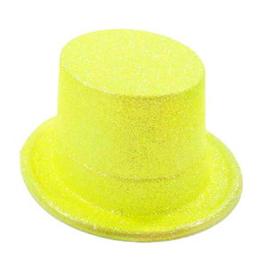 Fluorescent Yellow Color Silvery Long Trilby Bowler Hat 12 cm