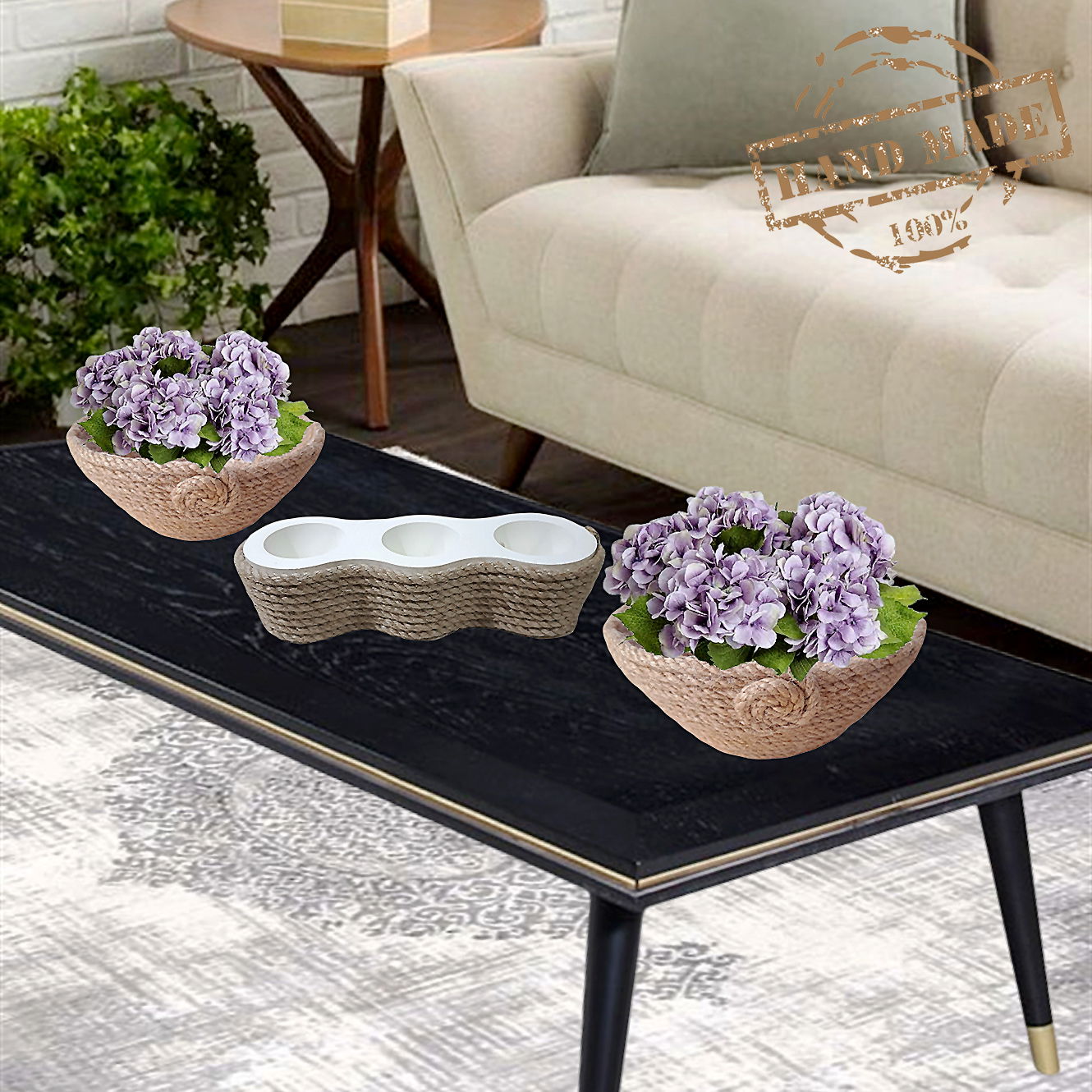 Decorative Basket Presentation Bowl Natural Jute Rope