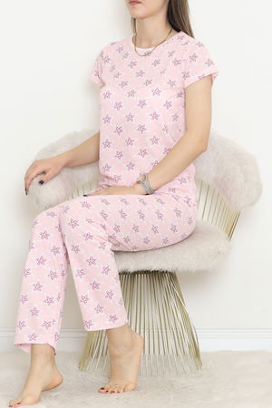 Patterned Pajama Set Pink and White