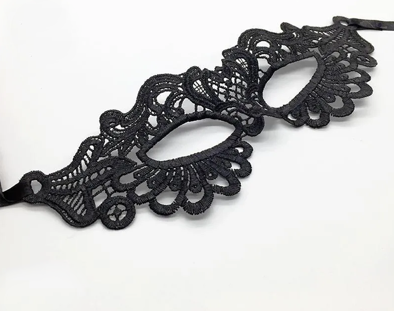 Black Color Extra Luxury Long Lace Embroidered Party Mask 6 No