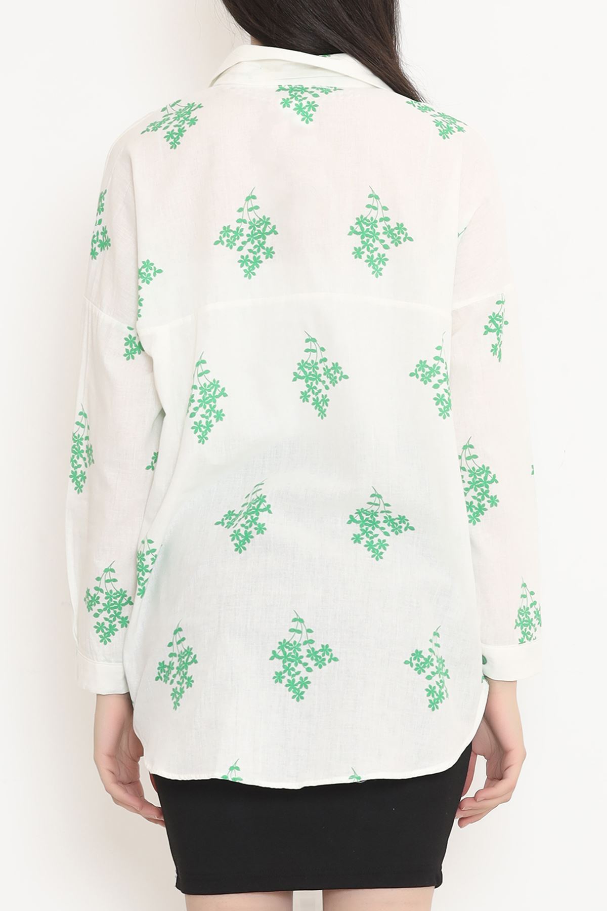 Floral Patterned Shirt White-Green