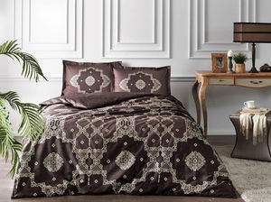 Double Satin Duvet Cover Set Loren Coffee