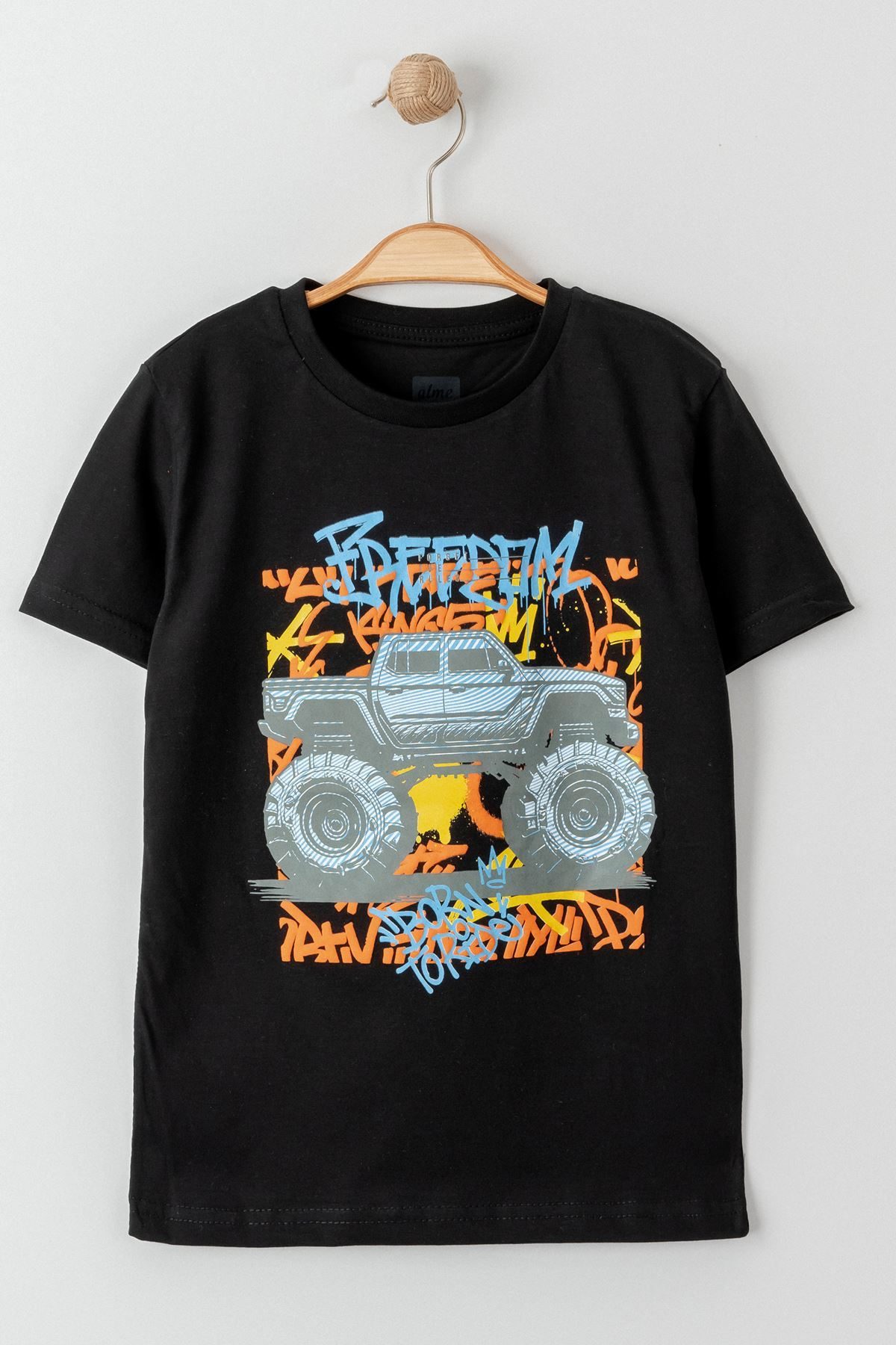 3-7 Years Printed Men's T-Shirt Black