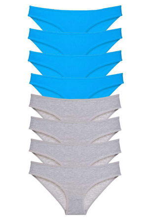 8pcs Eco Set Lycra Women Slip Panties Gray and Blue