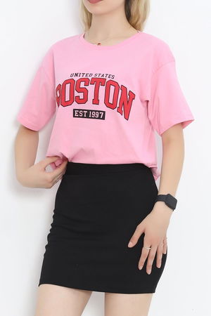 Printed Crop T-shirt Pink