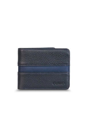 Navy Blue Sport Stripe Leather Men's Wallet