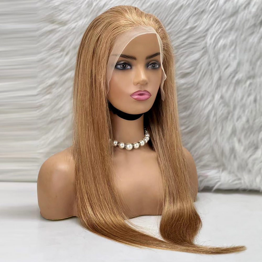 Straight Front Lace Real Hair Tulle Wig / Hot Caramel / 70/75cm