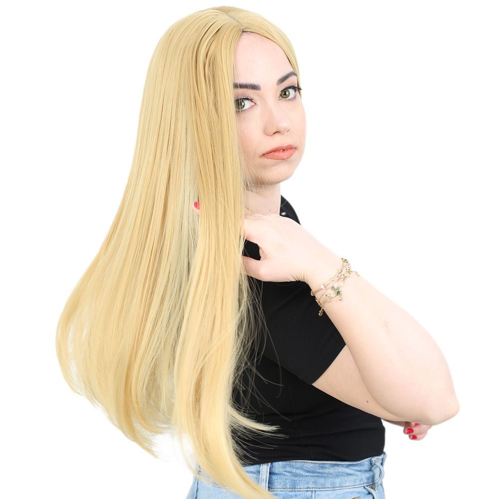 Kanekalon Fiber Synthetic Long Straight Wig / Yellow