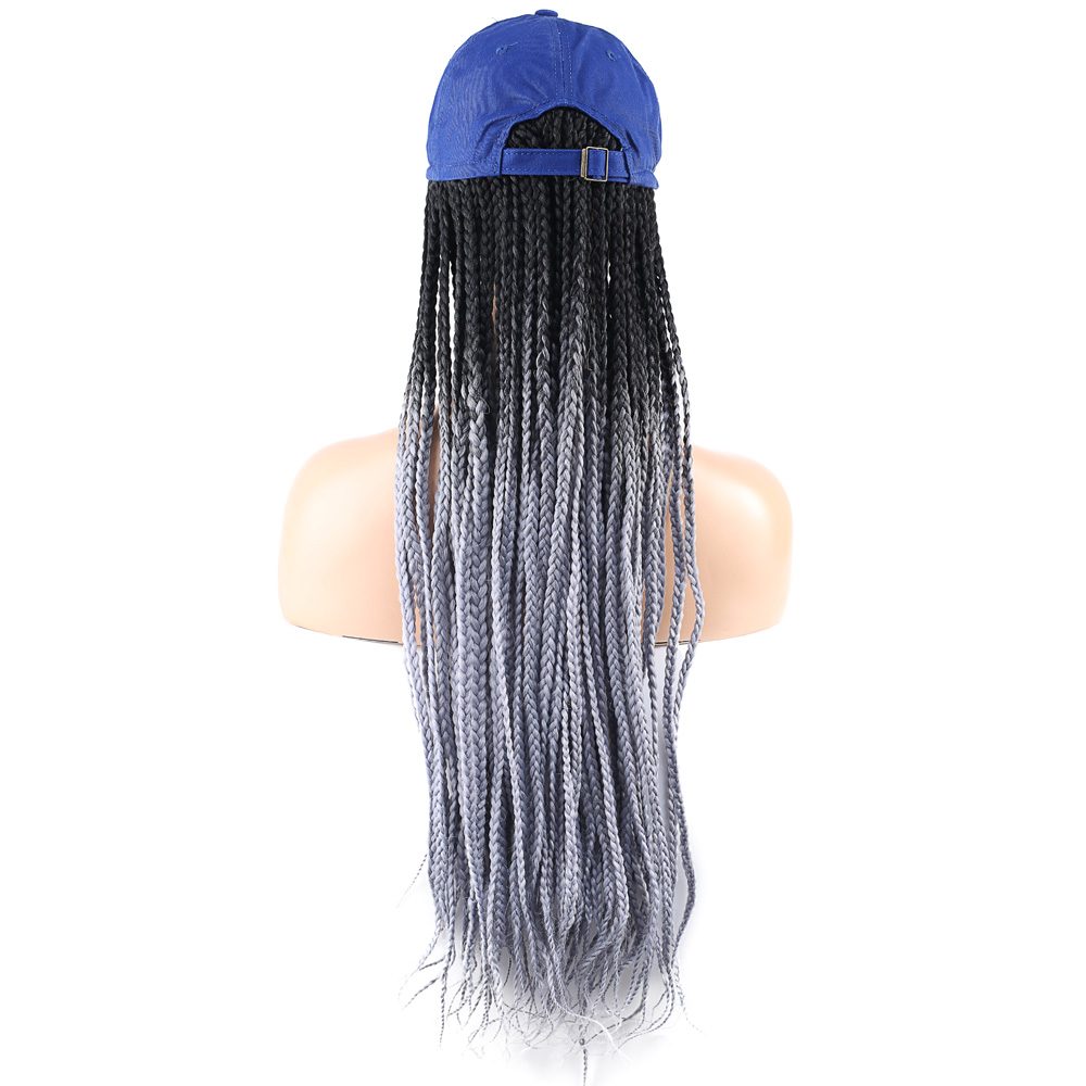 Blue Hat Look Mesh Wig / Black / Light Gray Ombré