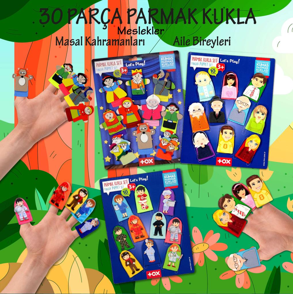 3 Set - 30 Pieces Fairy Tale Heroes, Professions and Family Members Finger Puppet