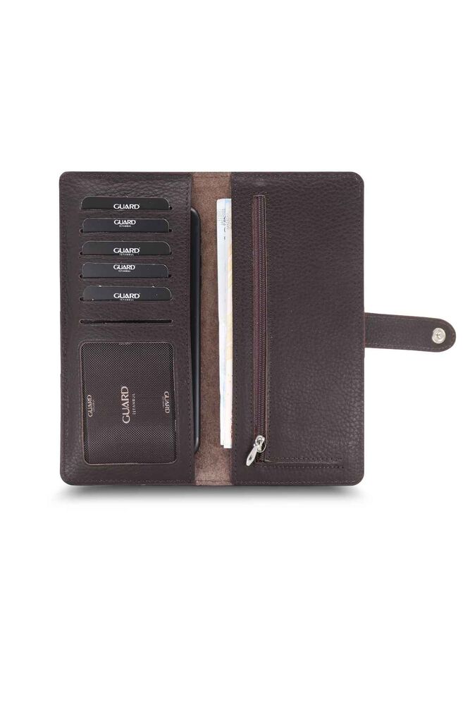 Matte Brown Leather Phone Wallet with Card and Money Slots