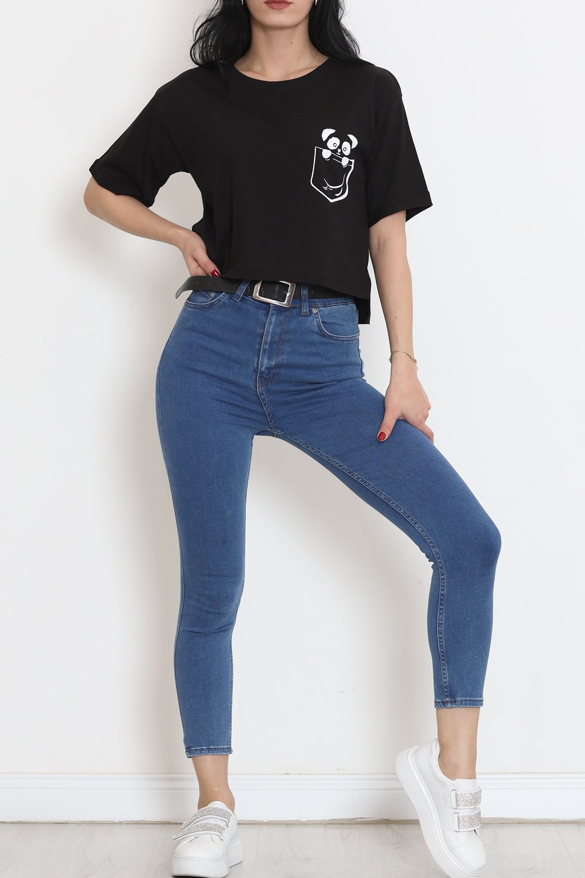 Printed Crop T-Shirt Black