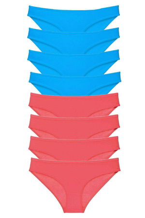 8pcs Super Eco Set Lycra Women Slip Panties Fuchsia and Blue