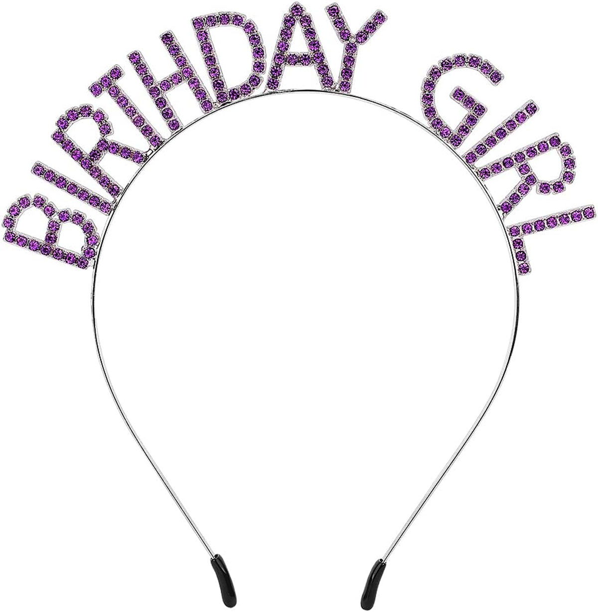 Purple Color Crystal Stone Shiny Birthday Girl Written Crown 16x17 cm