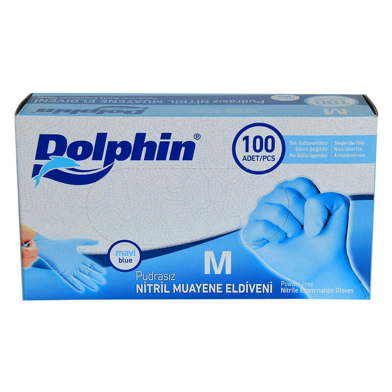 Powder Free Blue Nitrile Gloves Medium (M) 100 Pack