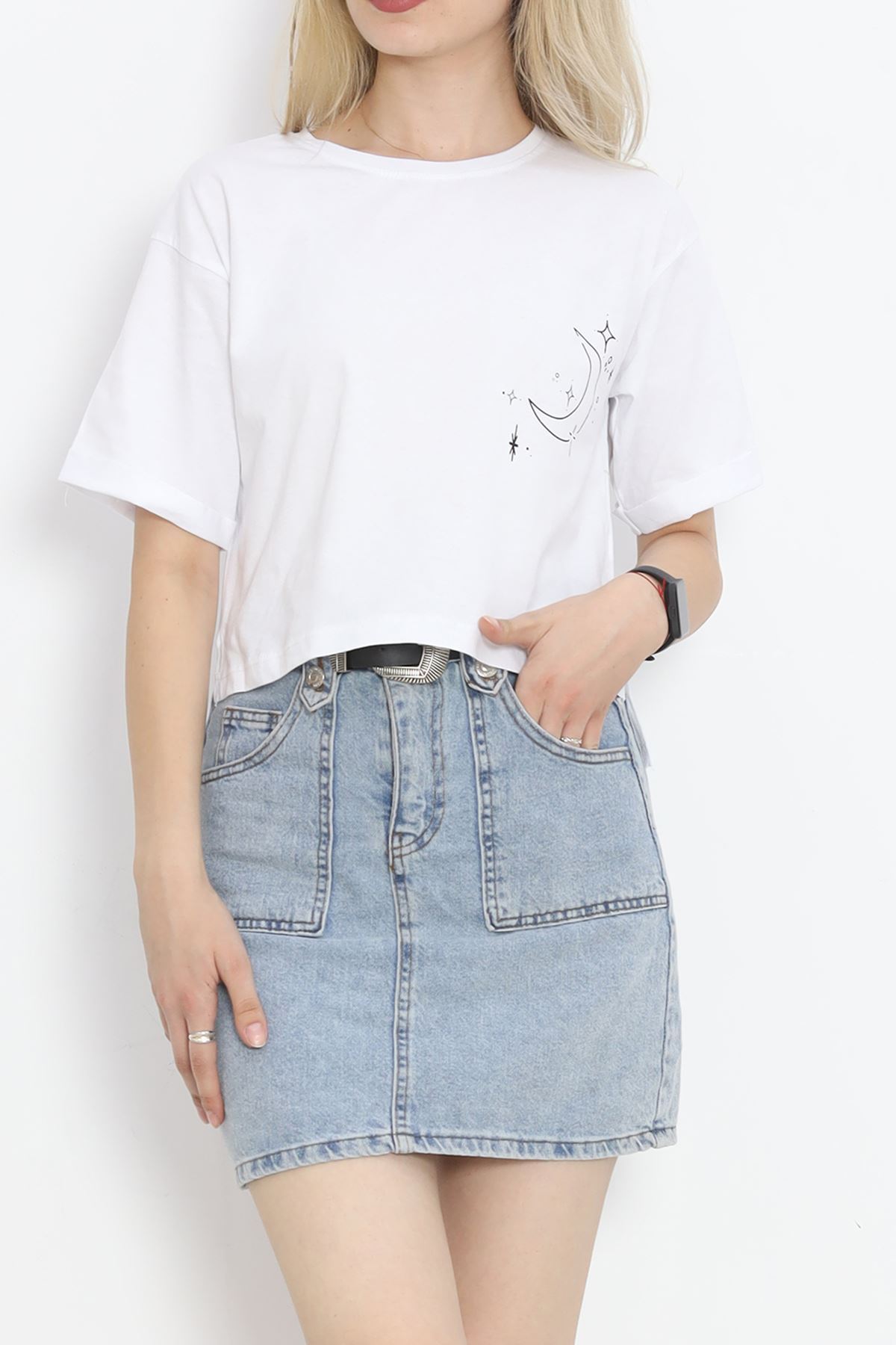 Printed Crop T-Shirt White