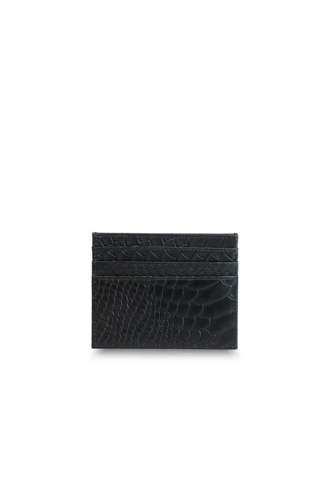 Black Python Patterned Leather Card Holder