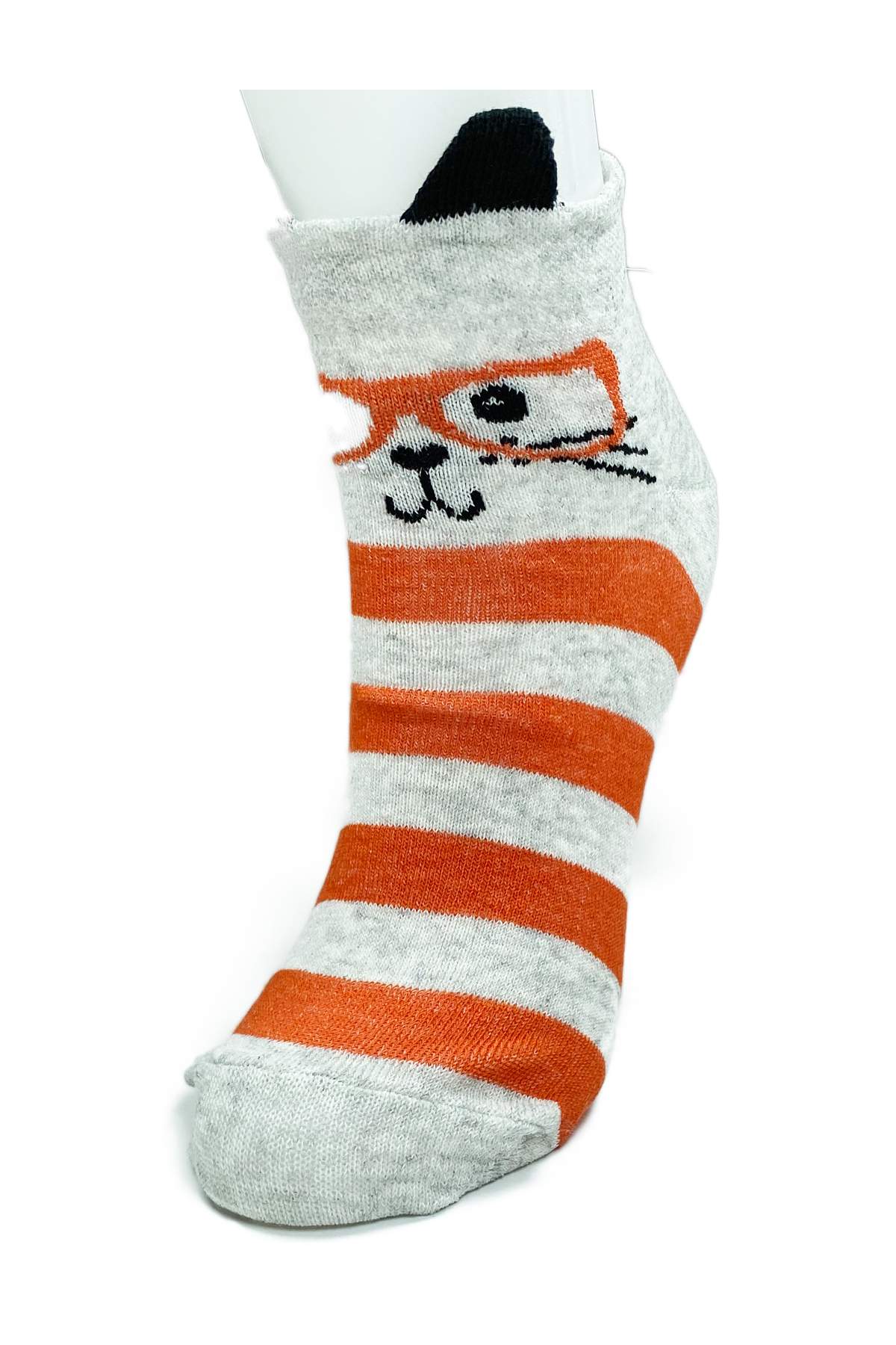 3 Pairs Cat Themed 3 Sizes Cotton Stretchy Women Ankle Socks with Ears