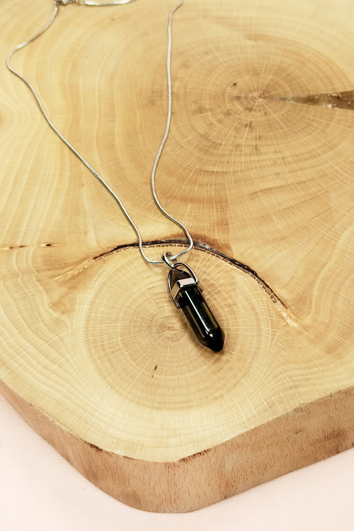 Smoky Quartz Natural Stone Handmade Necklace with Chain Pendant: 3 cm Chain: 20 cm Boxed