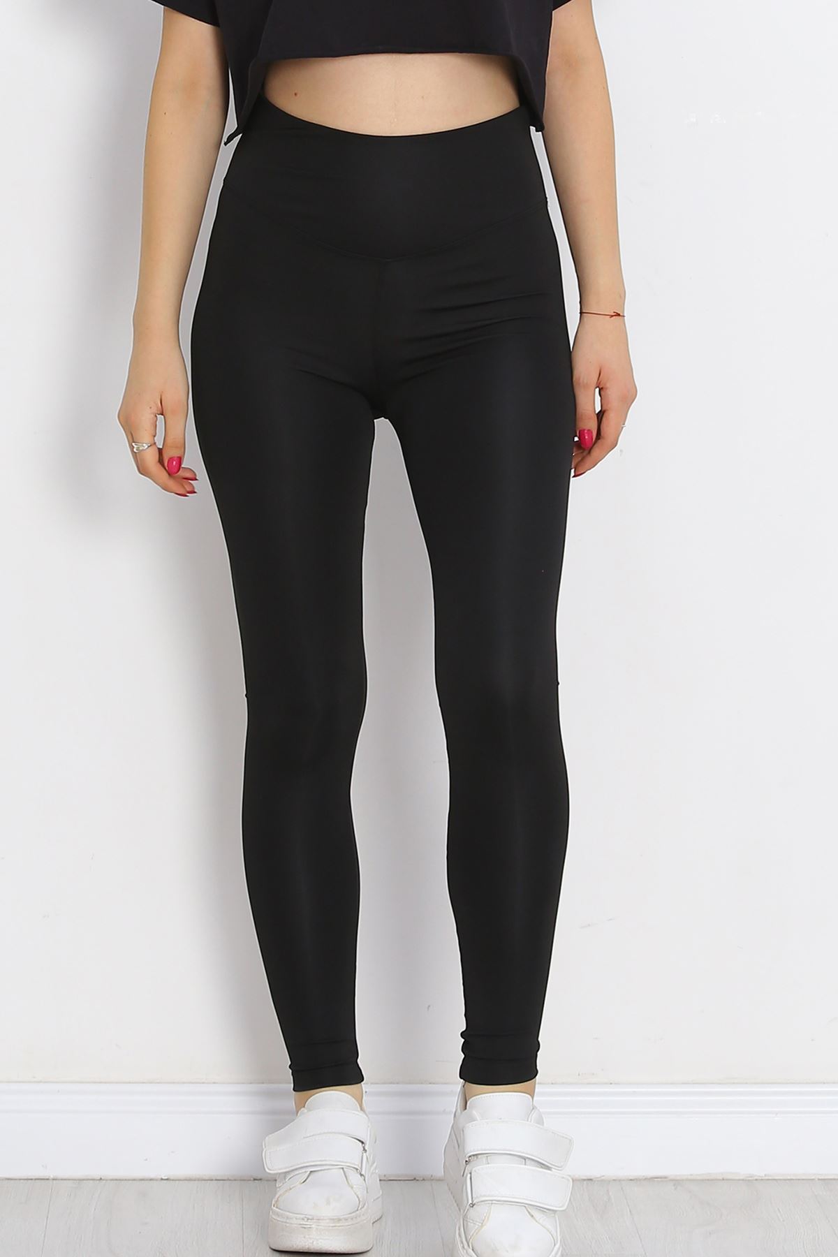 Thick Waistband Diving Leggings Black