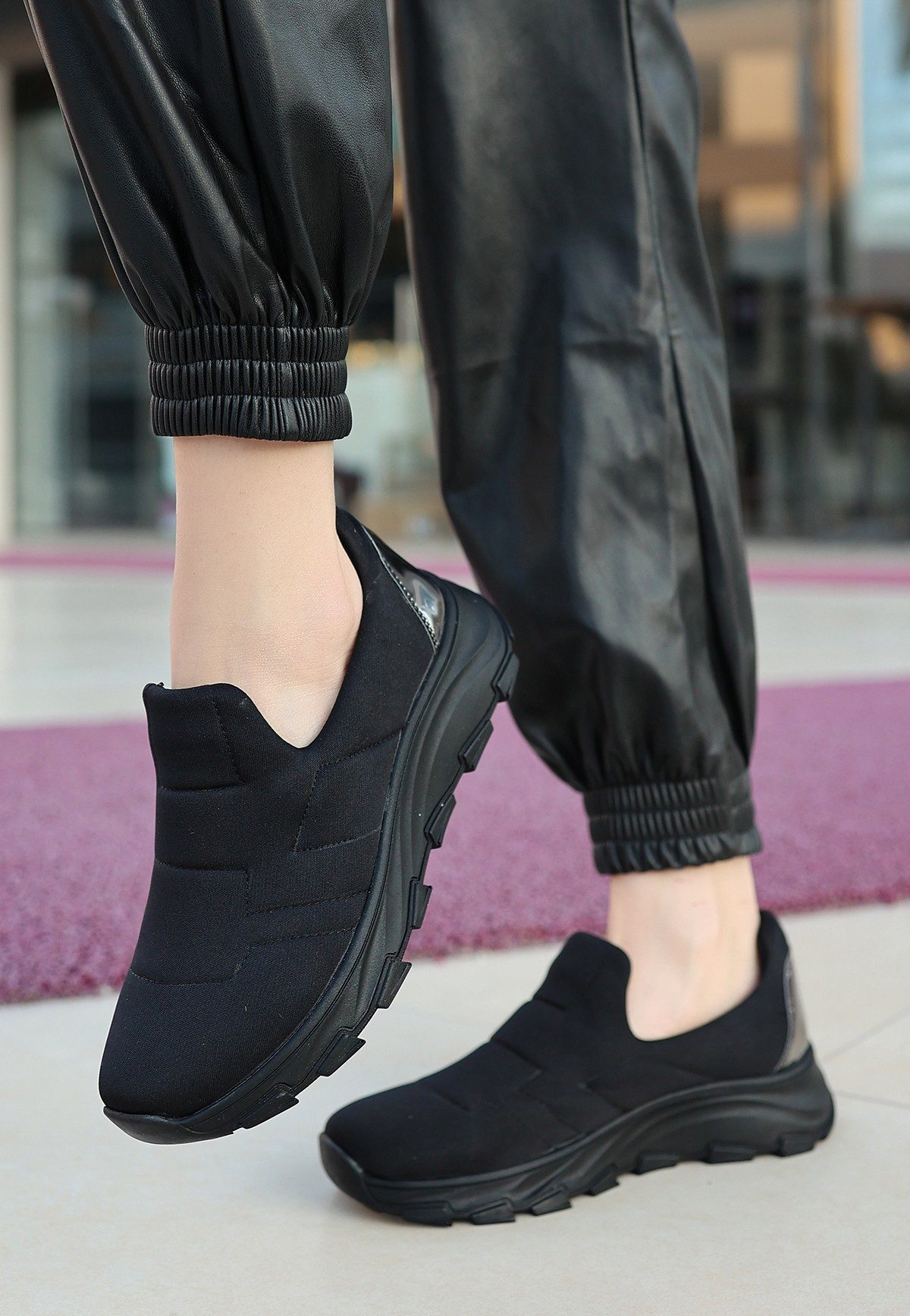 Black Stretch Black Sole Sneakers