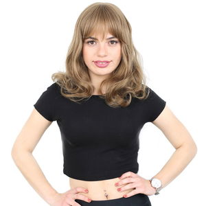 Medium Length Kanekalon Fiber Synthetic Wig / Baby Sandal with Wavy Special Bangs