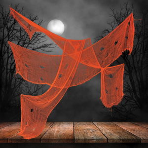 Orange Color Creepy Decor Curtain 72x190 cm